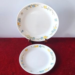 Set of2 Corelle Flirtation Floral, Butterfly Designs.Dinner Plate & Salad Plate.